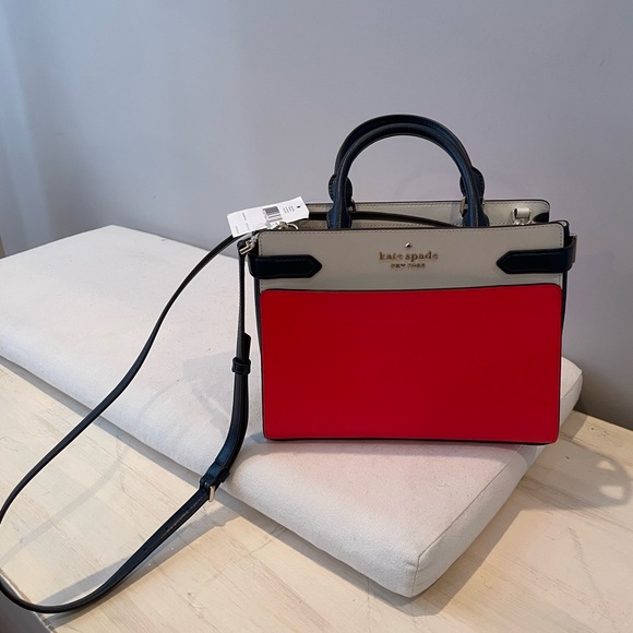 Kate Spade Medium Satchel Red Multi Crossbody Satchel - Picture 2 of 9